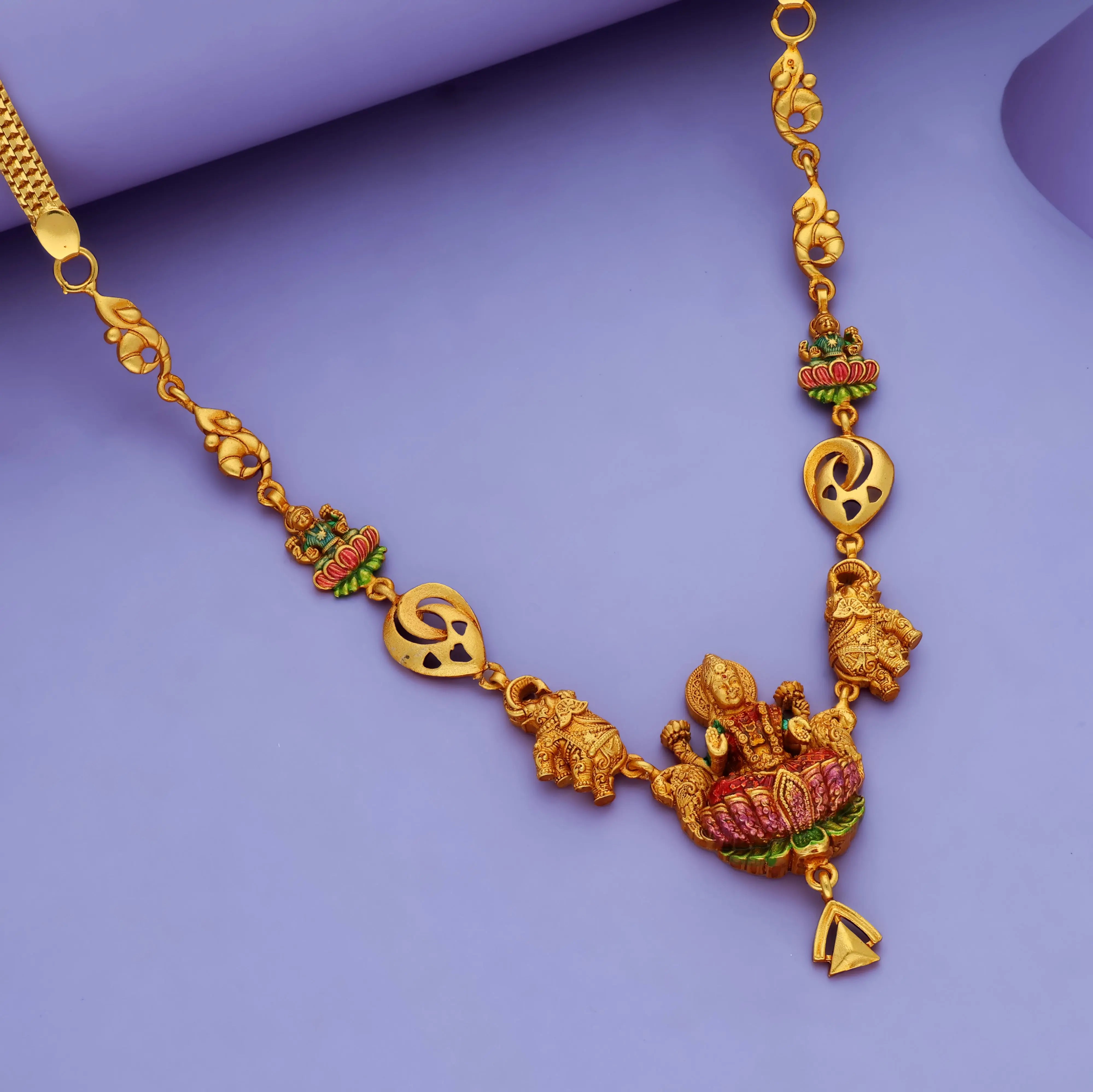 Sri Gaja Lakshmi 925 Silver Temple Necklace