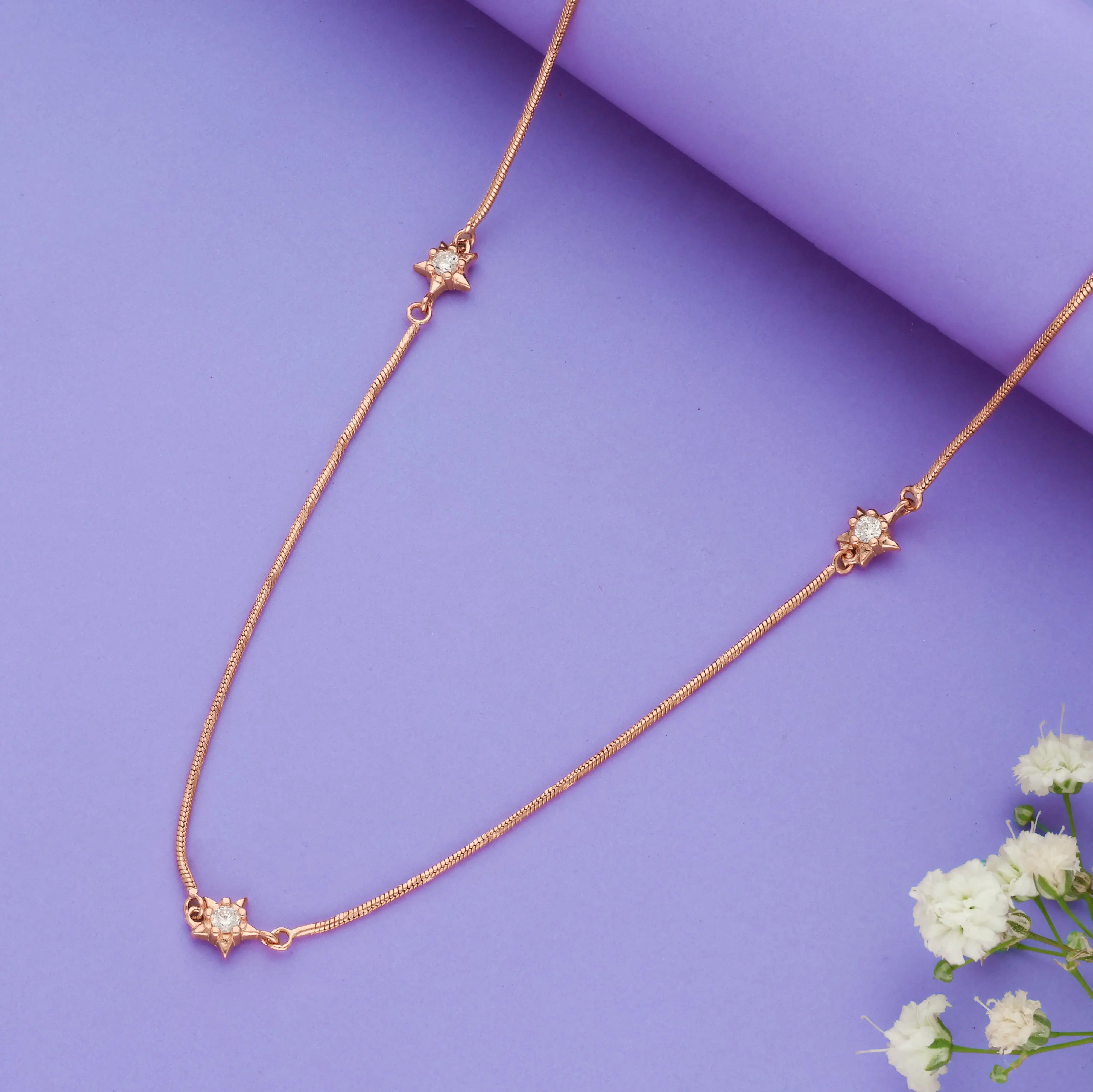 Star Stone Charm 925 Sterling Silver Chain Necklace