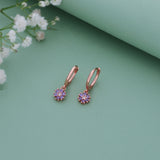 Sweet Flower 18K Rose Gold Polish Silver Hoop (5+ Yrs)