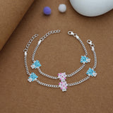 Sweet Kitty Charm 925 Silver Kid Anklet (3-5 Yrs)