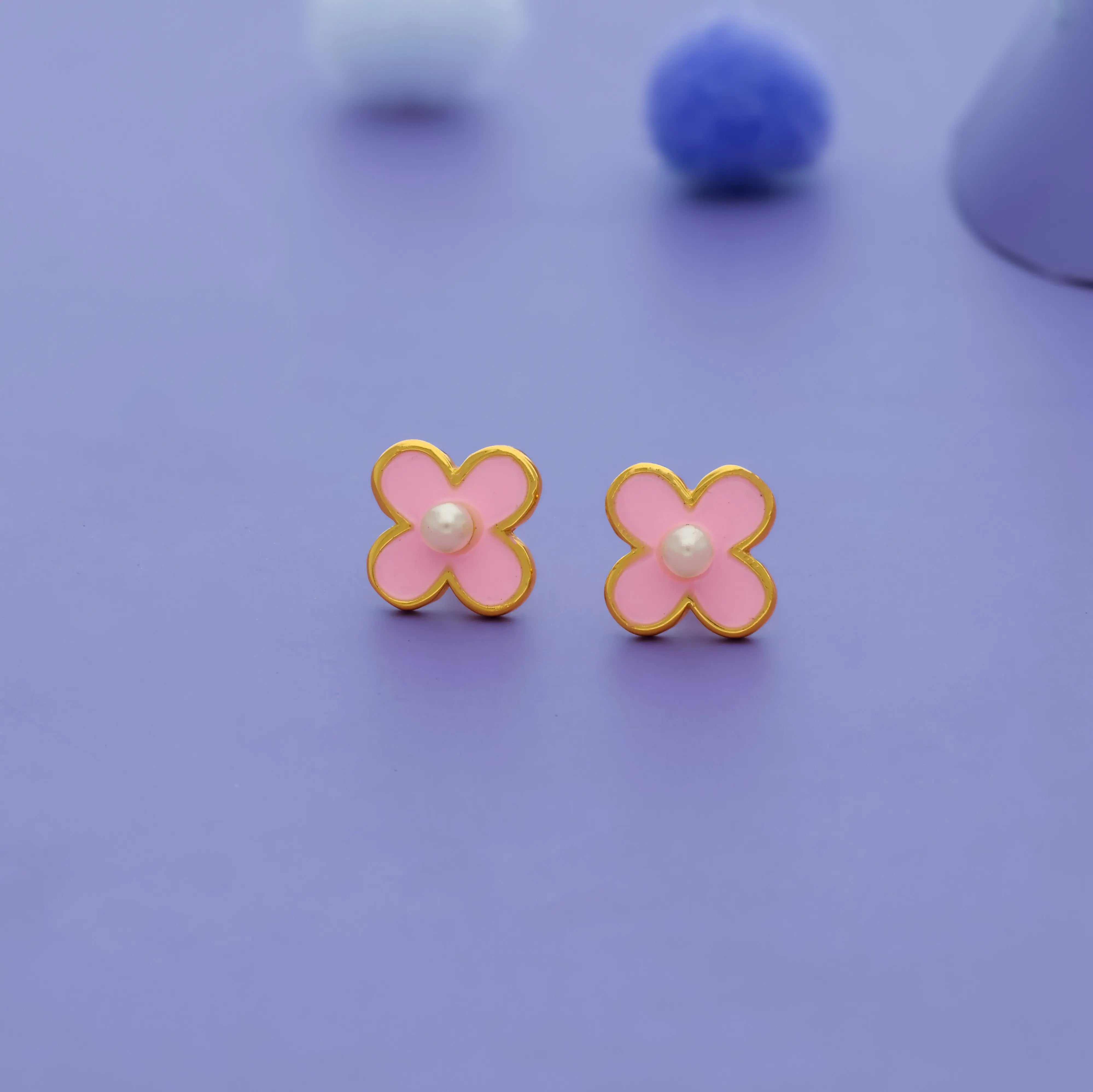 Sweet Pink Flower 925 Silver Kids Studs (3+ Yrs)