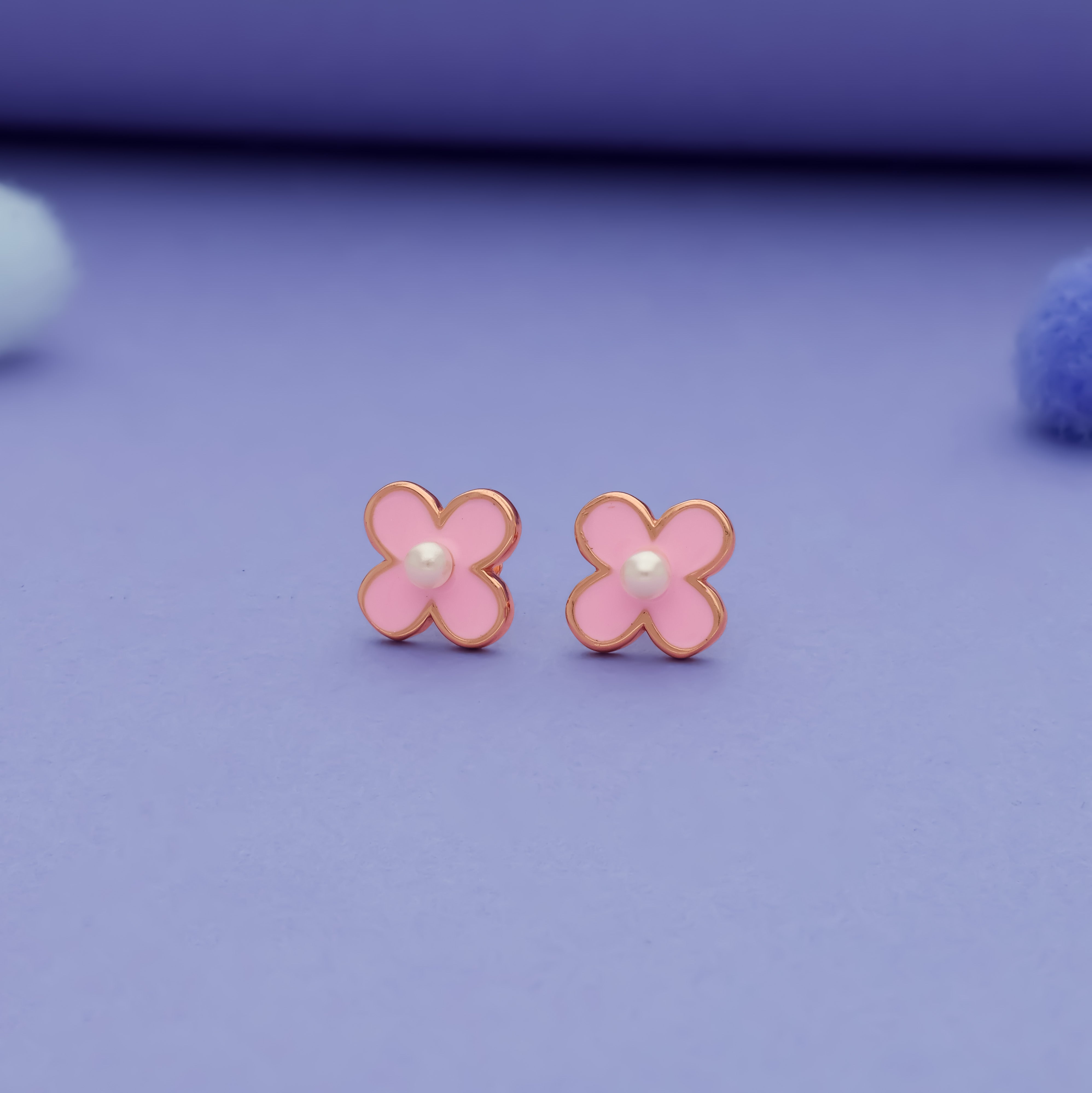Sweet Pink Flower 925 Silver Kids Studs (3+ Yrs)