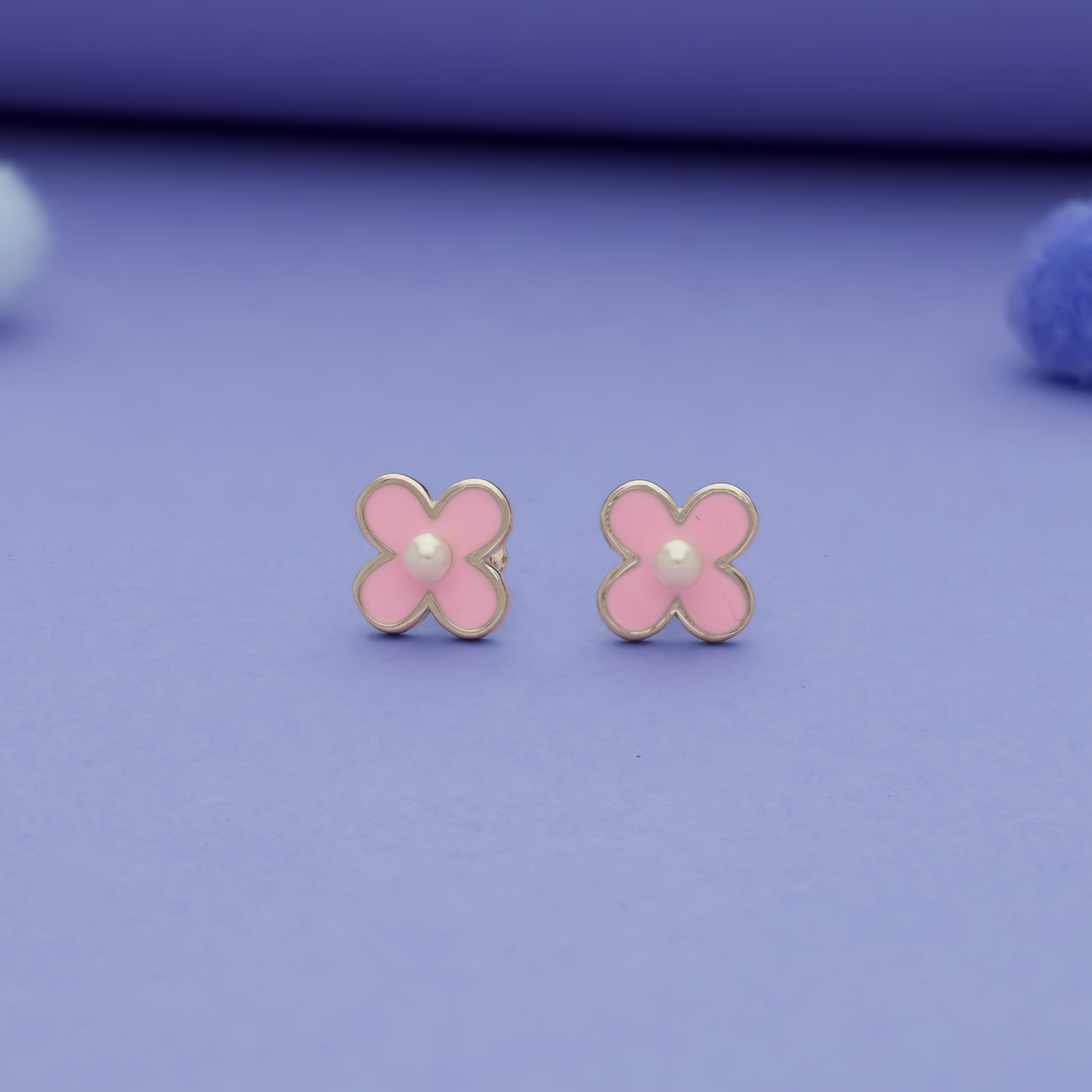Sweet Pink Flower 925 Silver Kids Studs (3+ Yrs)