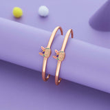 Sweet Pixie Rose Gold Polish 925 Kid Silver Bangles (0-5 Yrs)