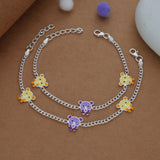 Sweet Teddy Charm Silver Anklet(3-5 Yrs)