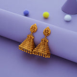 Temple finish gold polish jhumkas