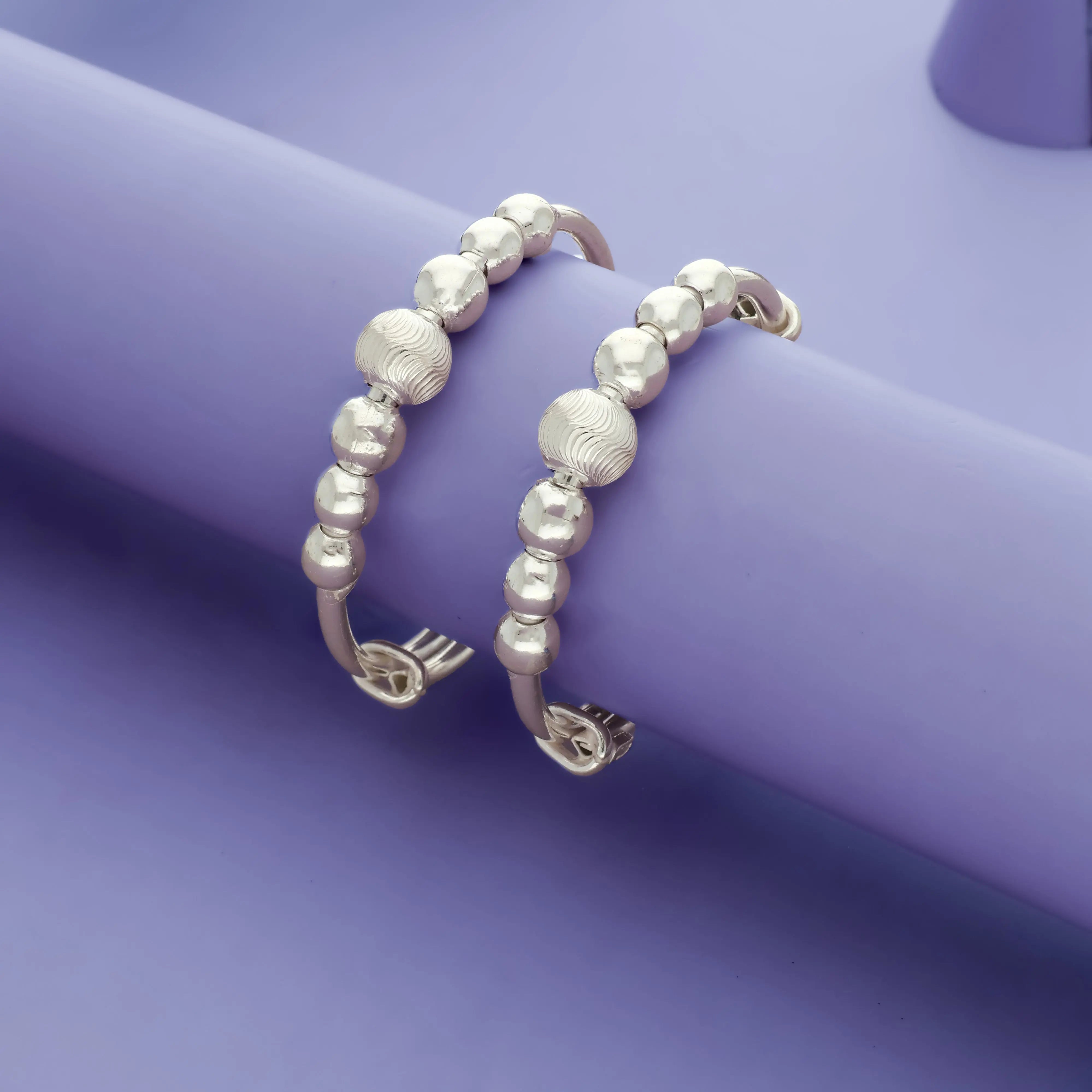 Textured Ball Childrens 925 Silver Bangles (0-2 Yrs)