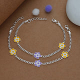 Tiny Blossom Silver Anklet(3-6 yrs)