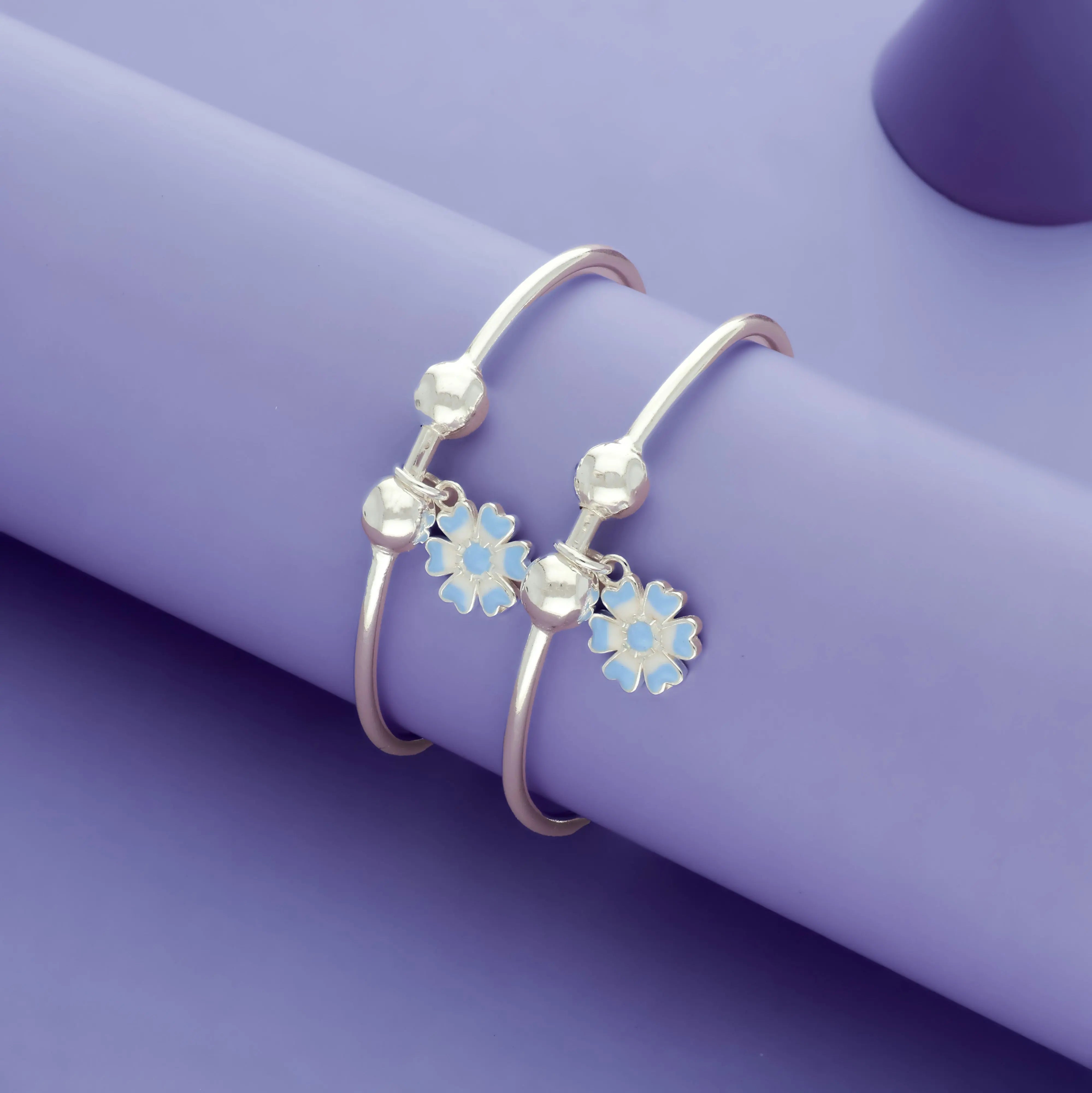 Tiny Iris 925 Sterling Silver Kid Bangles