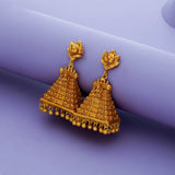 Traditional Lakshmi Gopuram 925 Sterling Silver Gold Plated Jhumka