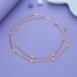 Trendy Floral Charm Rose Gold Polish 925 Silver Anklet