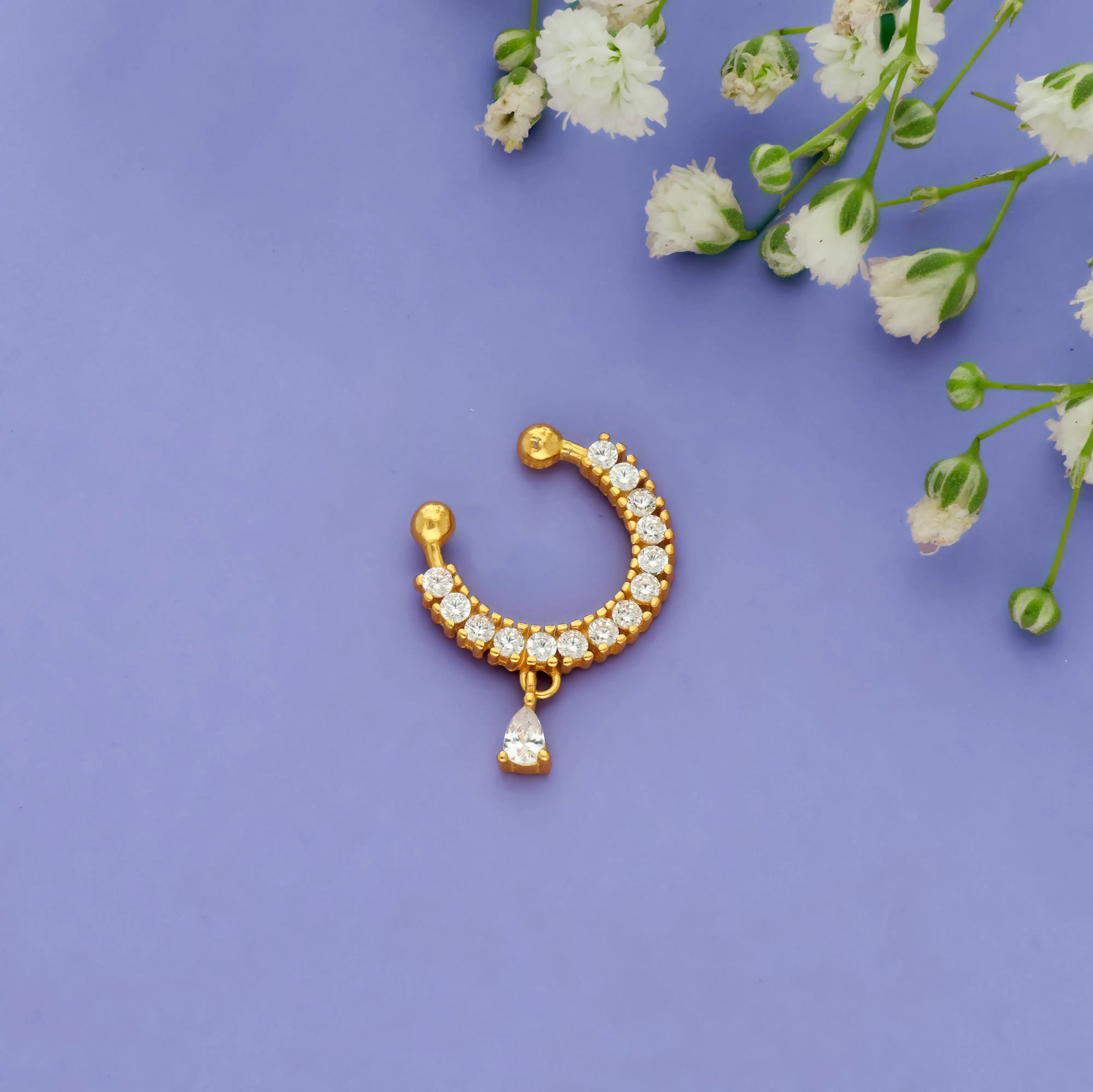 Trendy Dewdrop 925 Silver Gold Plated Septum