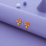 Tropical Bloom Gold Polish 925 Silver Drop Earring