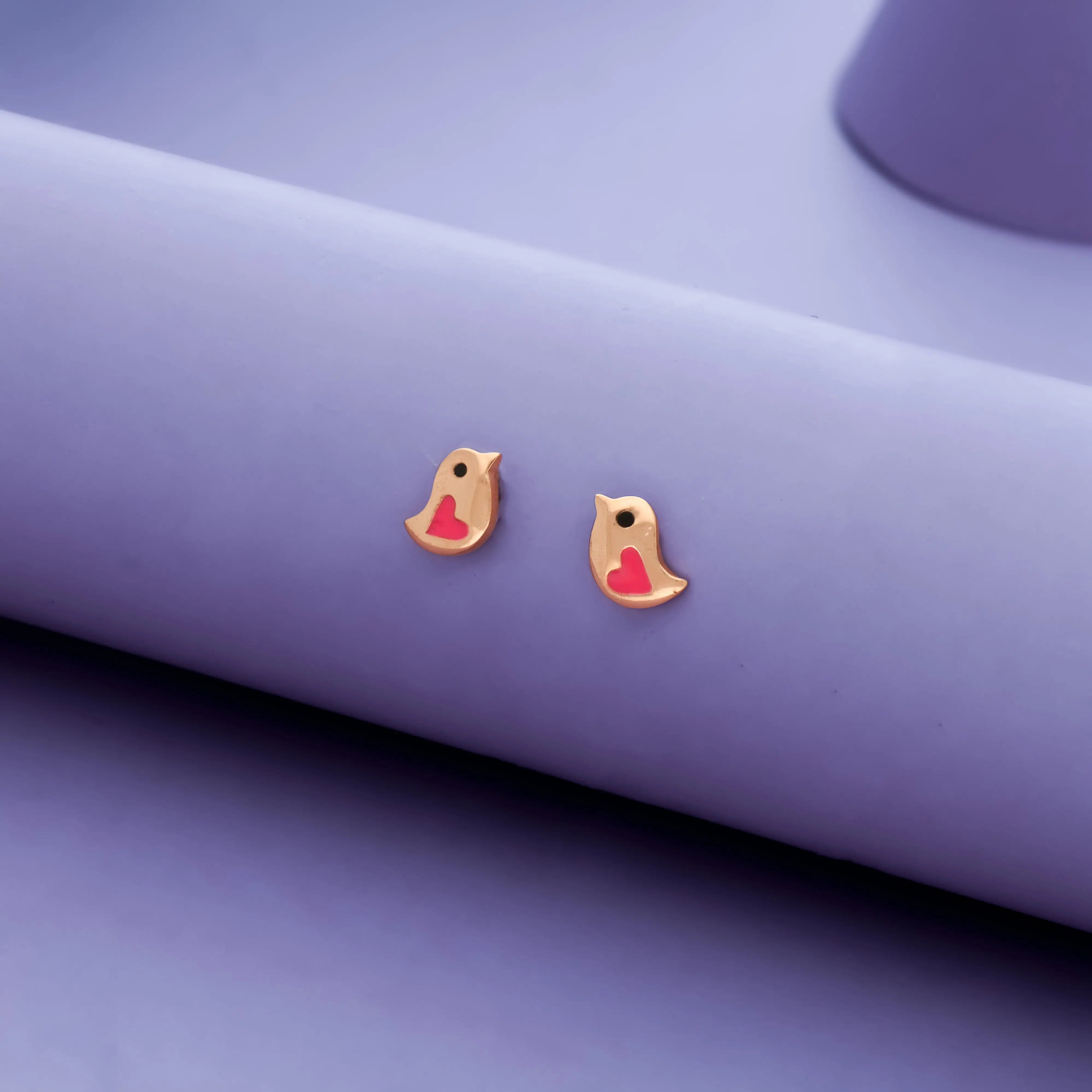 Tweety Heart 925 Silver Kids Studs (2+ Yrs)