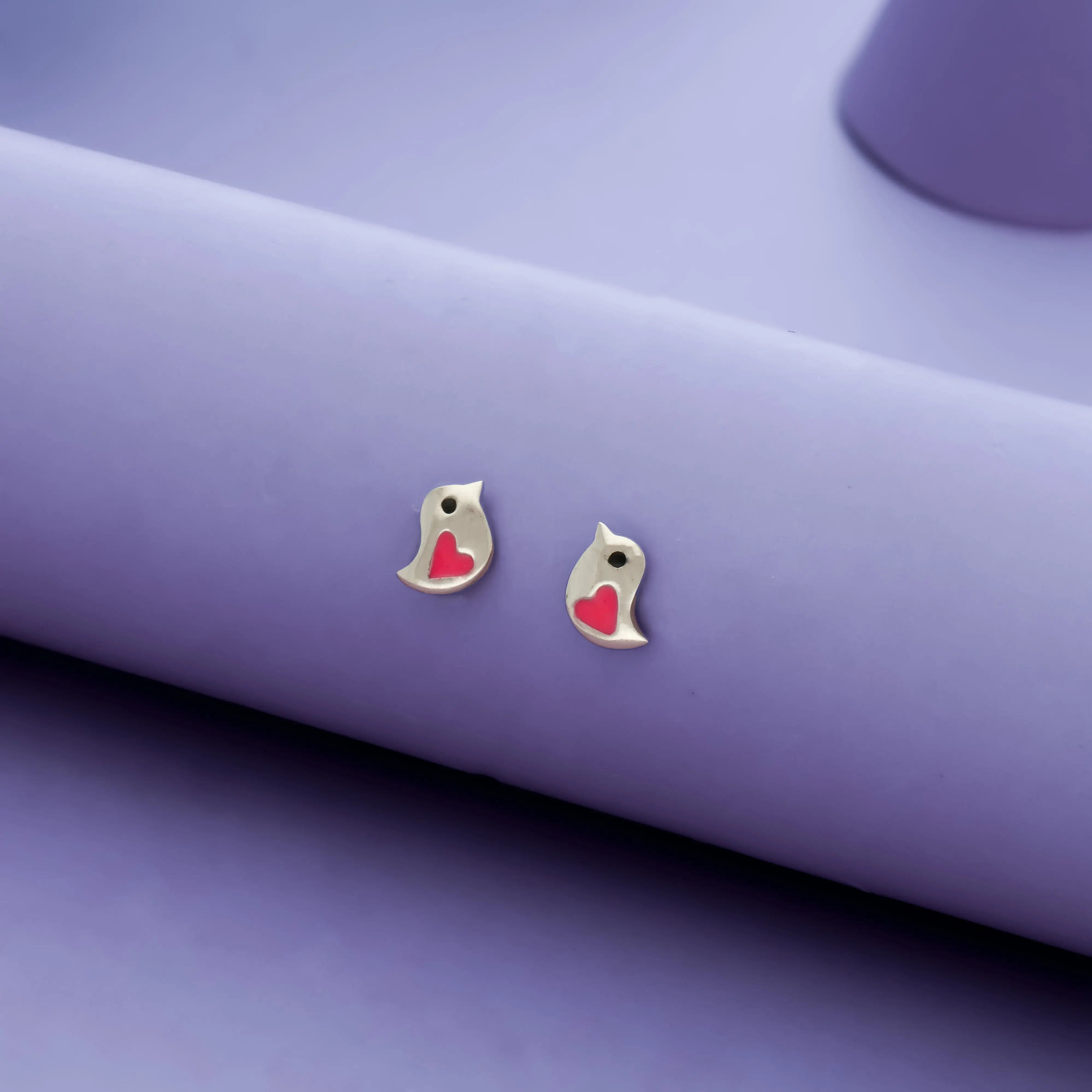 Tweety Heart 925 Silver Kids Studs (2+ Yrs)