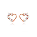 Twilight Heart with Zircone Stone Rose Gold Polish Silve Studs
