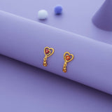 Twin Heart Bliss Gold Polish 925 Silver Drop Earring