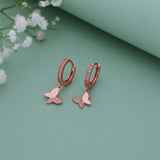 Twinkling Butterfly 18K Rose Gold Polish Silver Hoop (5+ Yrs)