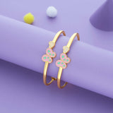 Velvet Flutter Heart Gold Polish 925 Kid Silver Bangles (0-5 Yrs)