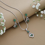 Vibrant Green Silver Pendant Set for Women & Teen