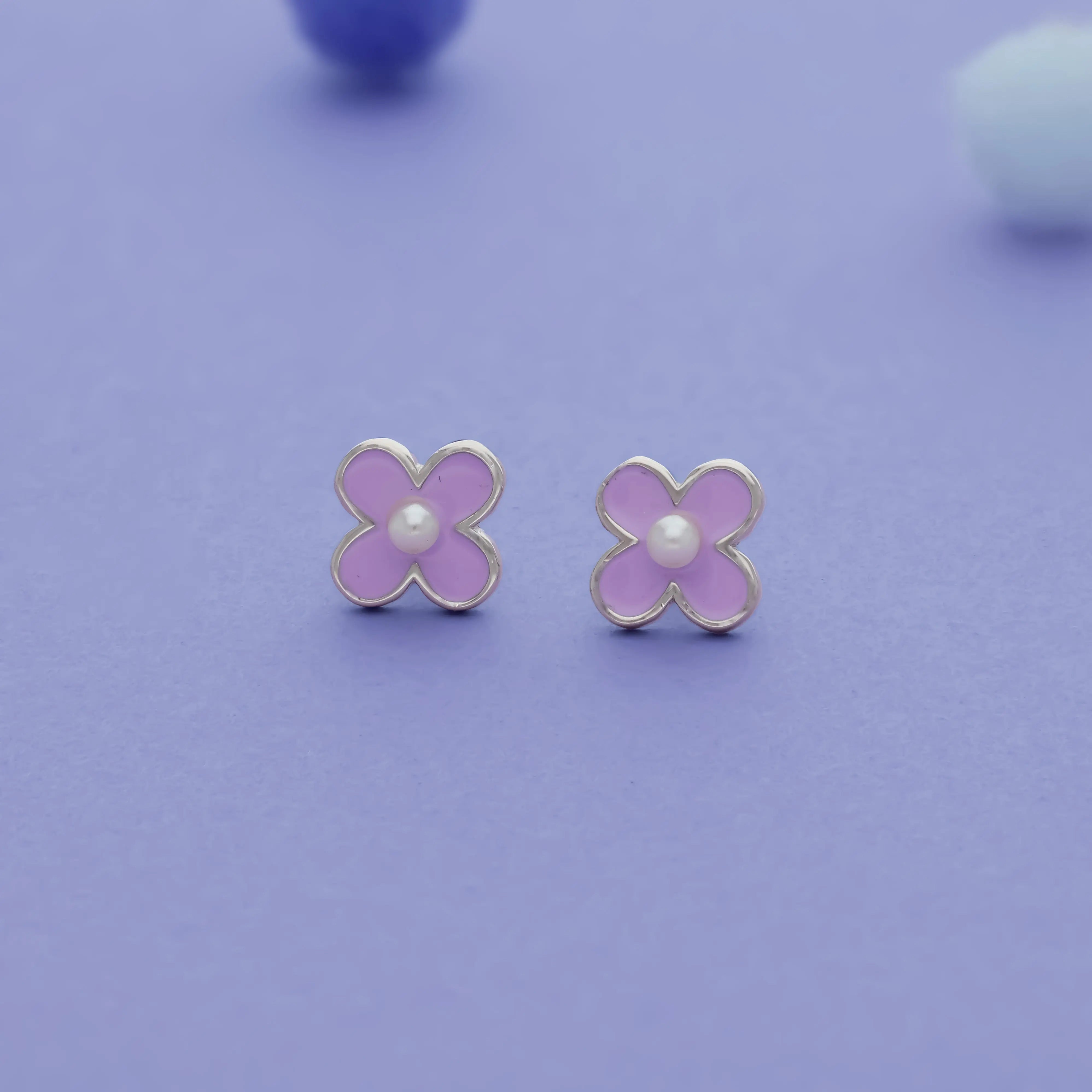 Violet Blossom 925 Sterling Silver Kids Stud (3+ Yrs)