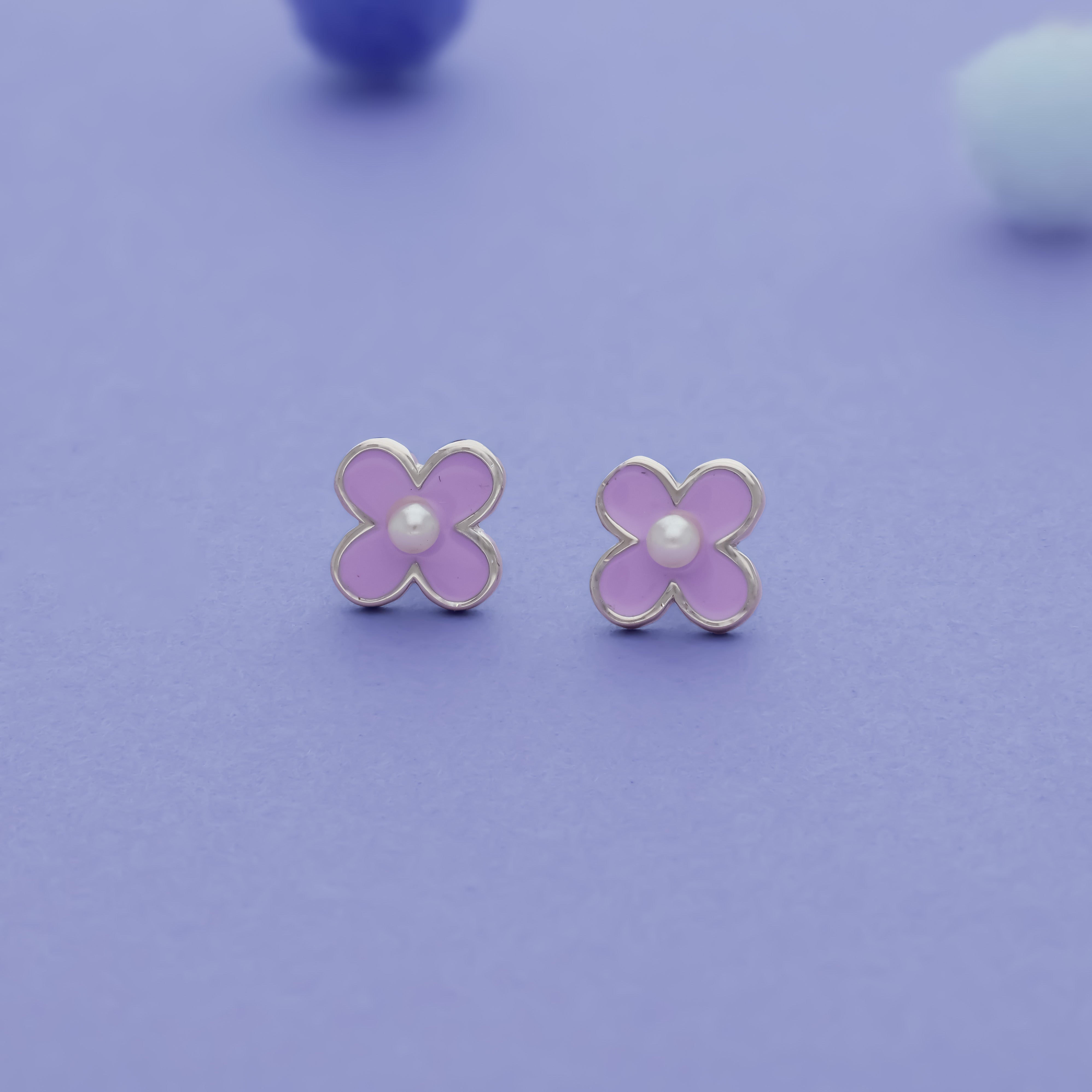 Violet Blossom 925 Sterling Silver Kids Stud (3+ Yrs)
