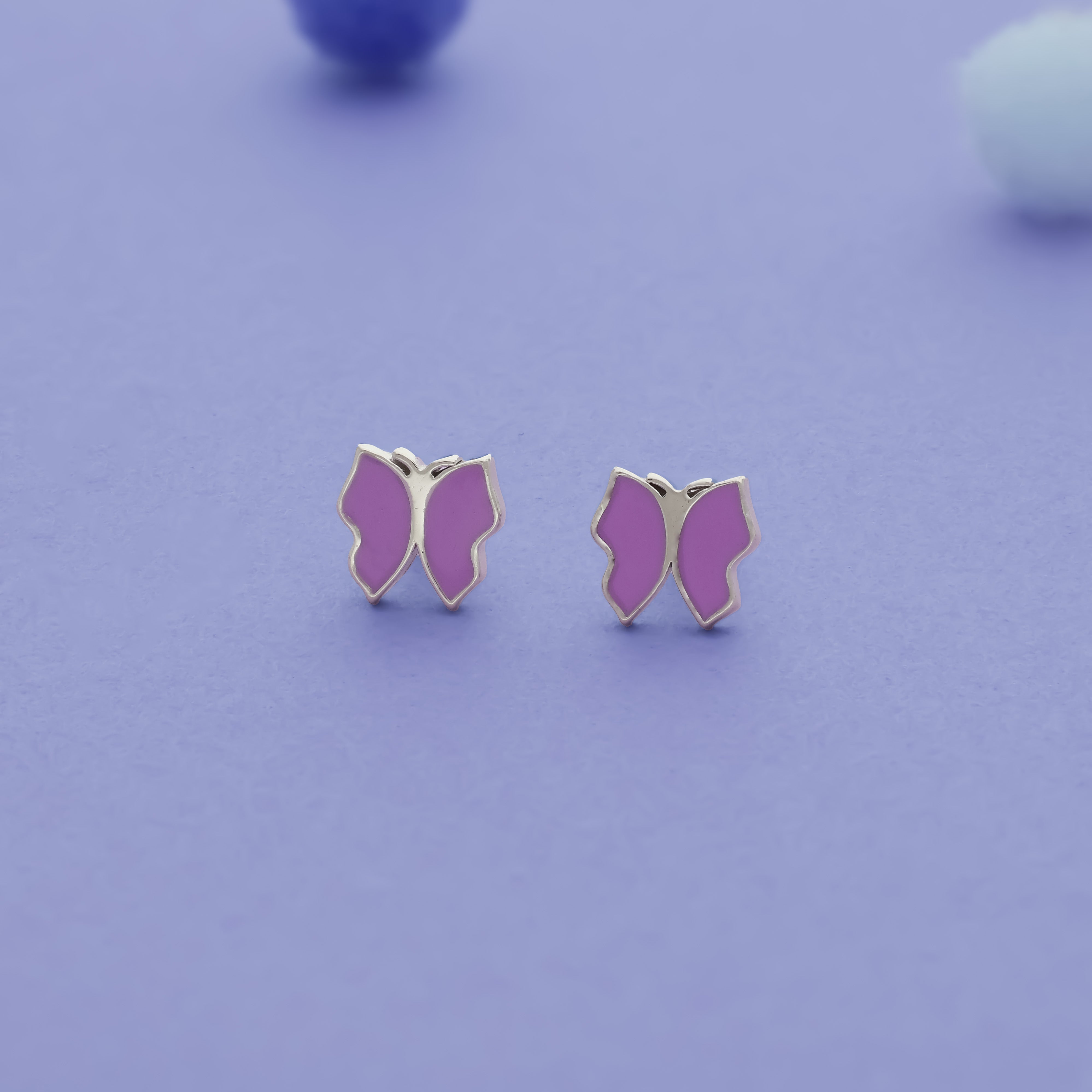 Violet Butterfly 925 Sterling Silver Kids Stud (3+ Yrs)