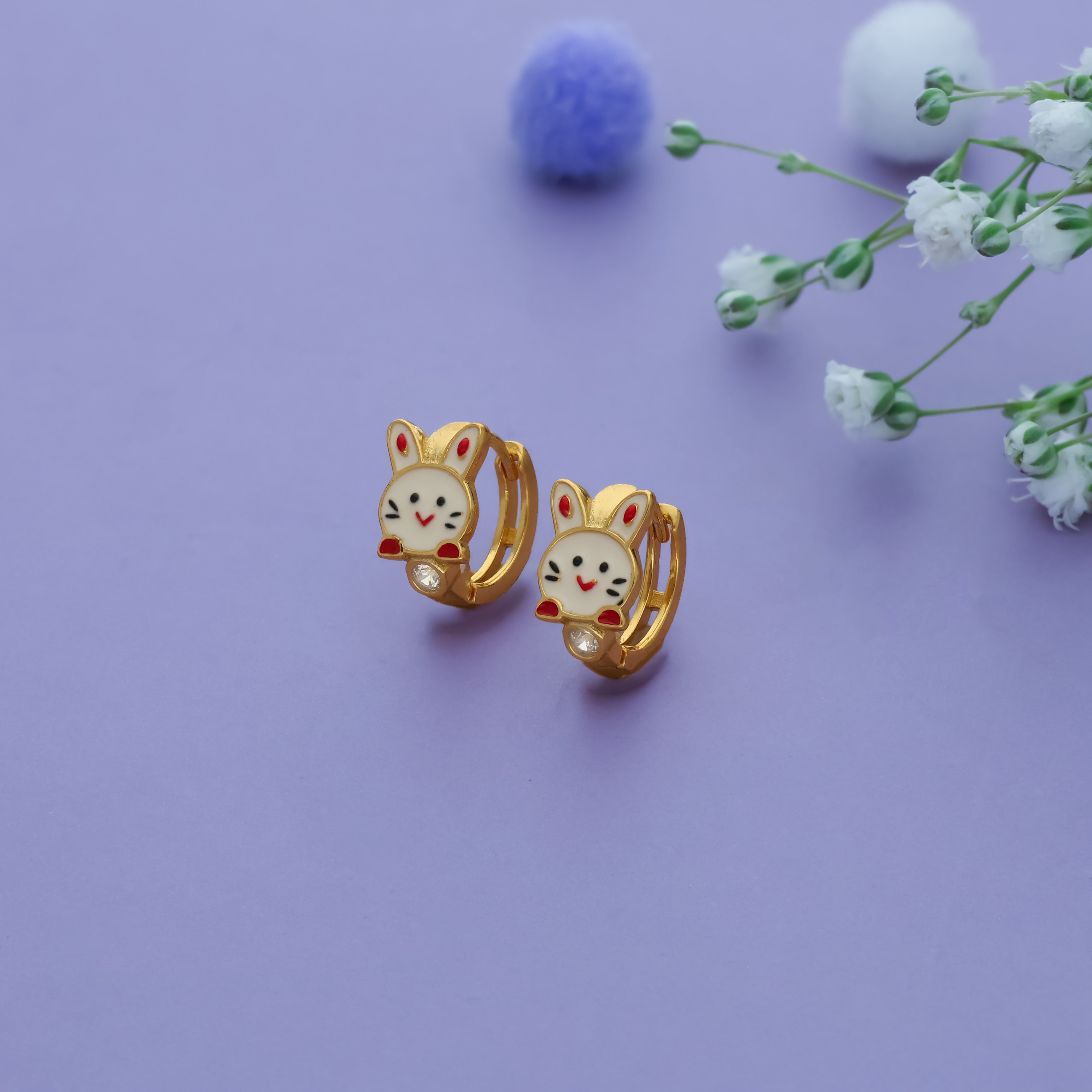 White Kittu 925 Silver Kid Hoop Earring (3+ Yrs)