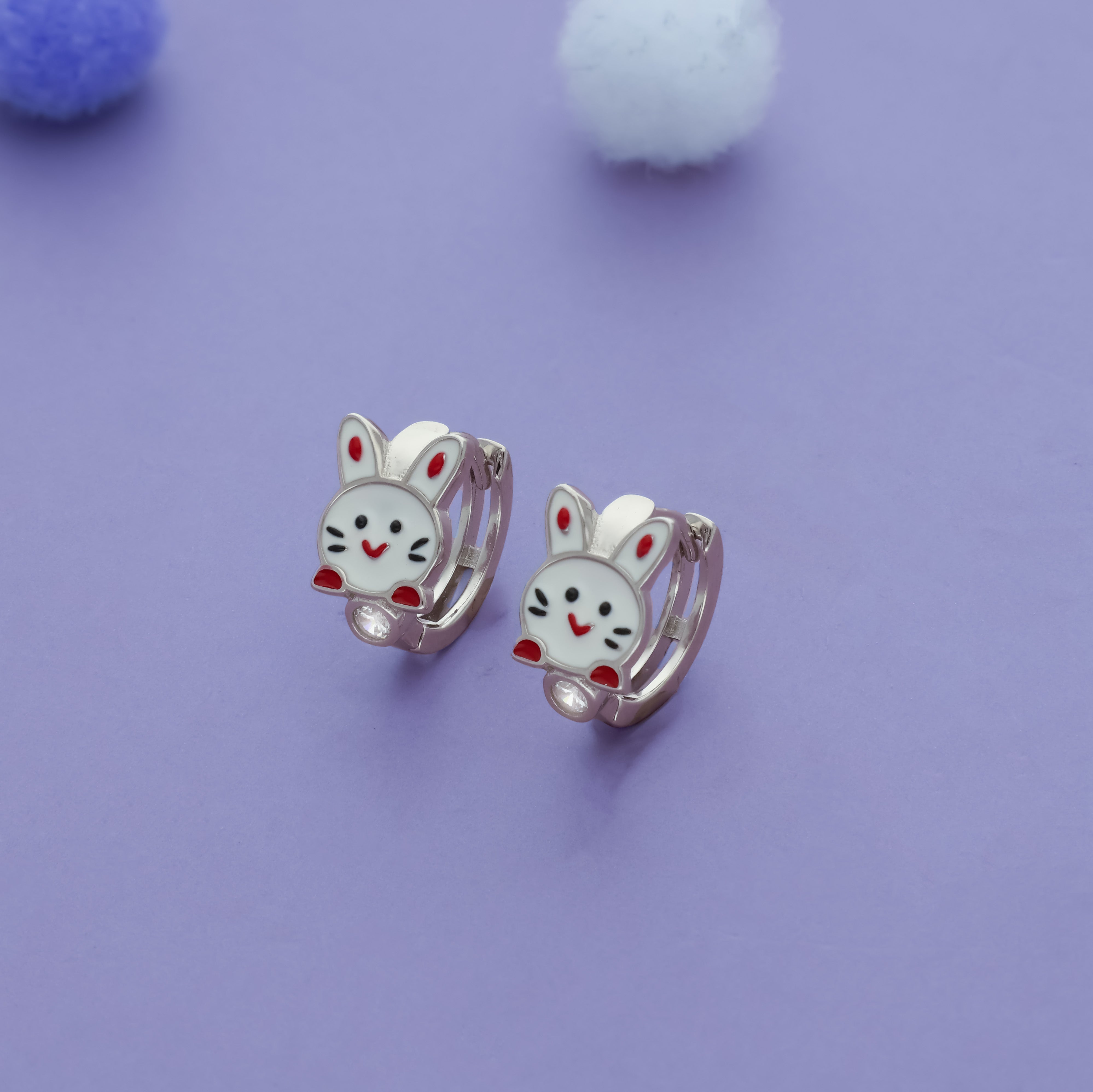 White Kittu 925 Silver Kid Earring (3+ Yrs)