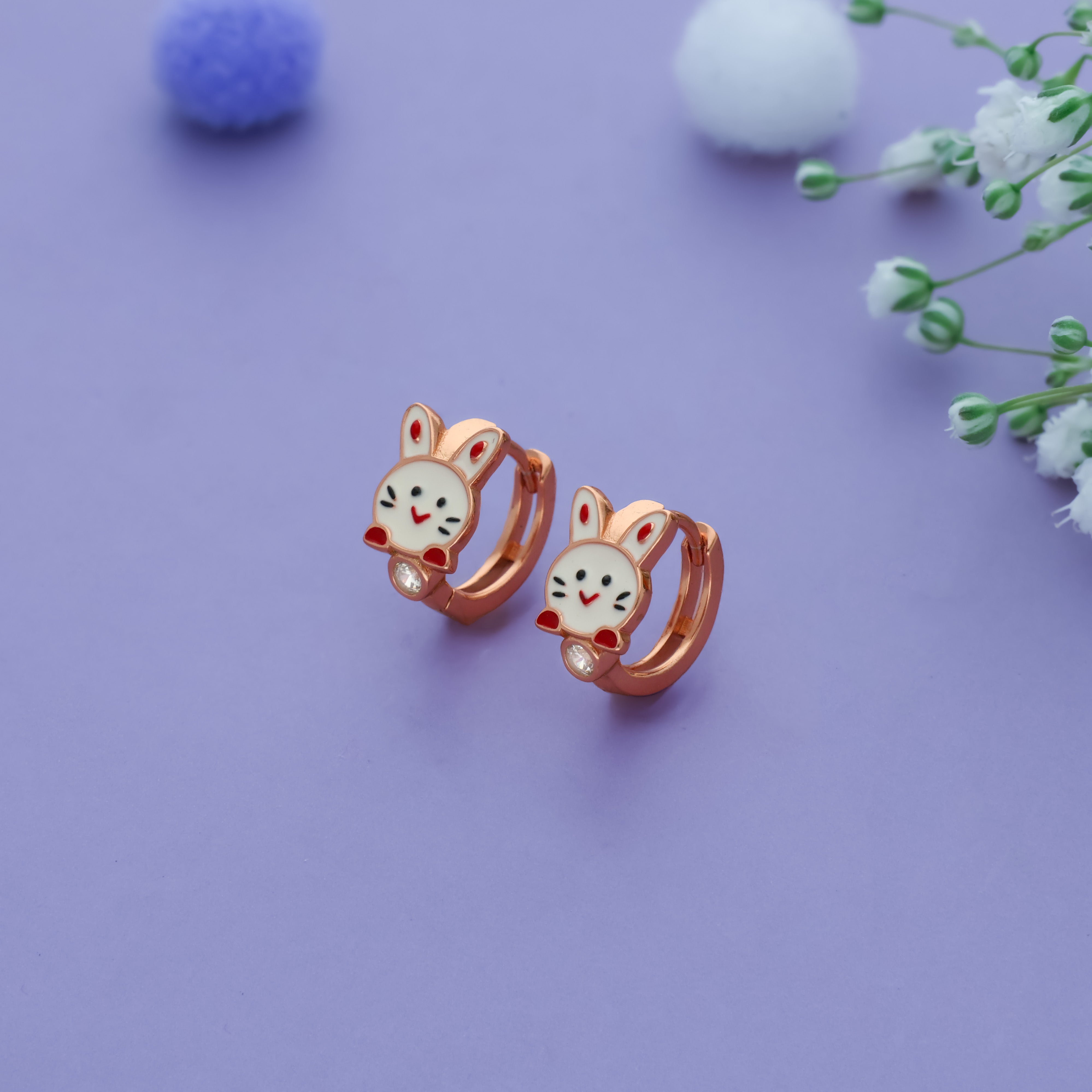 White Kittu Rose Gold Polish SilverEarring (3+ Yrs)