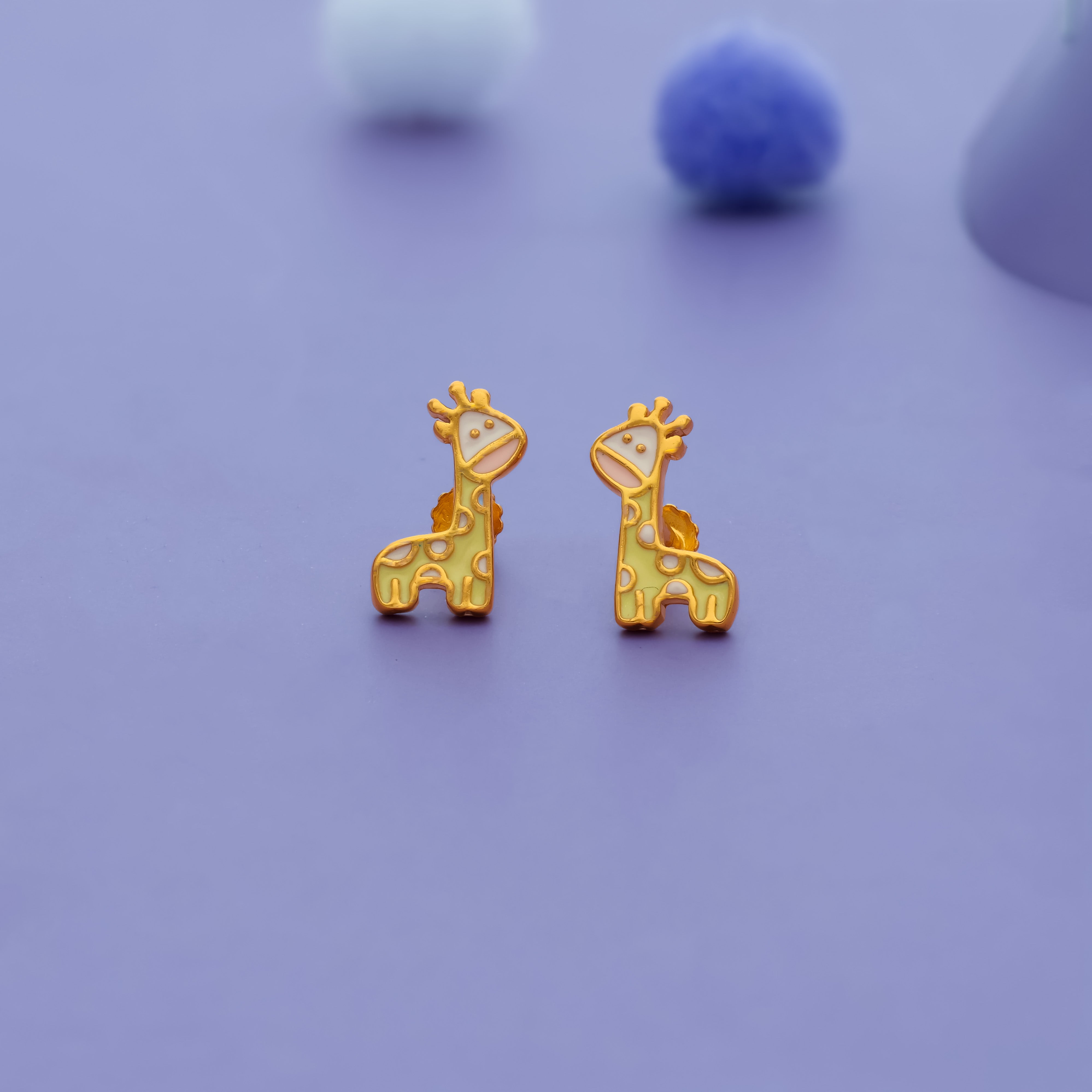 Yellow Giraffe 925 Sterling Silver Kids Stud (3+ Yrs)