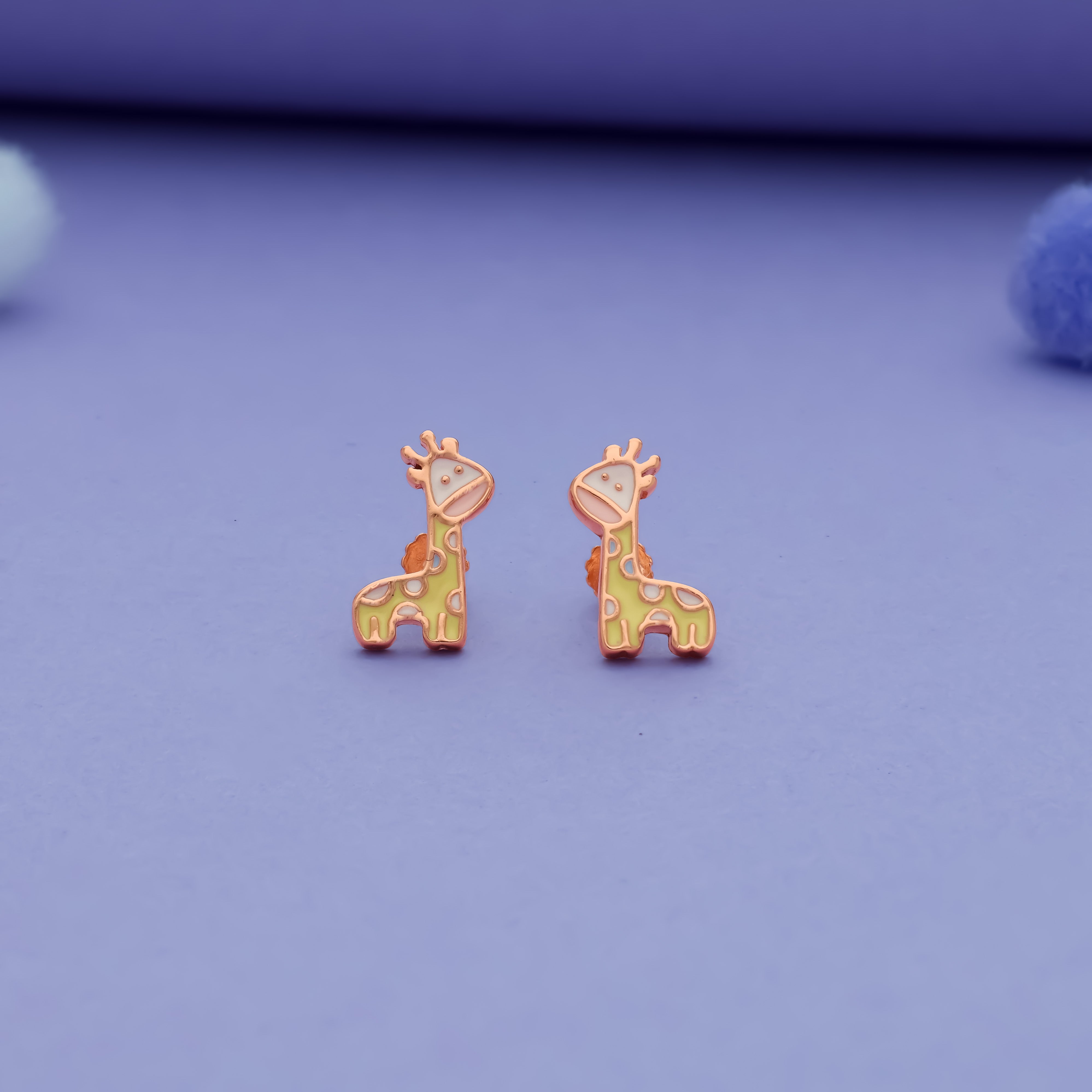 Yellow Giraffe 925 Sterling Silver Kids Stud (3+ Yrs)