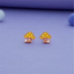 Yellow Mushroom 925 Sterling Silver Kids Stud (3+ Yrs)