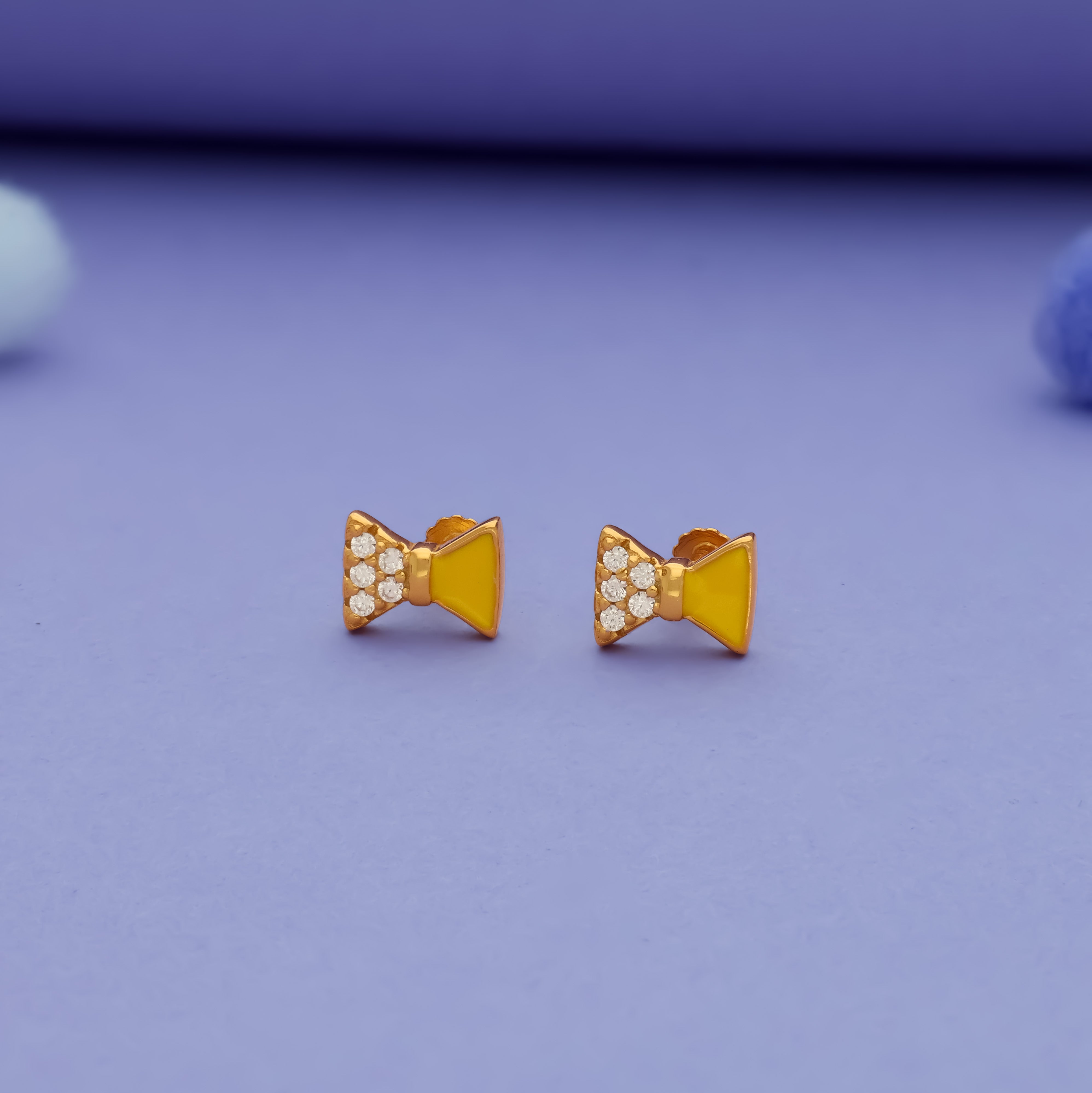 Yellow Bow 925 Silver Kids Stud (3+ Yrs)