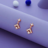 925 Sterling Silver Square CZ Drop Earrings
