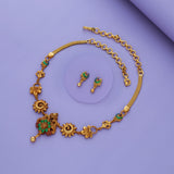 Aaradhya Floral 925 Silver Gold Polish Necklace Set