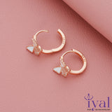 Dainty Butterfly 14K Rose Gold Polish Silver Hoop(5+ Yrs)