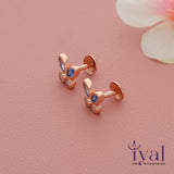 Blue Butterfly Rose Gold Polish Silver Stud