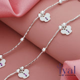 Butterfly Charm Silver Anklet for Kids(5 - 10Years)