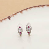 Gleaming Silver Pink Stoned Earring For Women & Teen