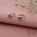 Exotic Heart oxidized adjustable Silver Toering