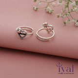 Exotic Heart oxidized adjustable Silver Toering