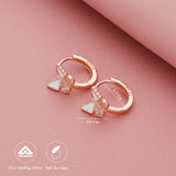 Dainty Butterfly 14K Rose Gold Polish Silver Hoop(5+ Yrs)
