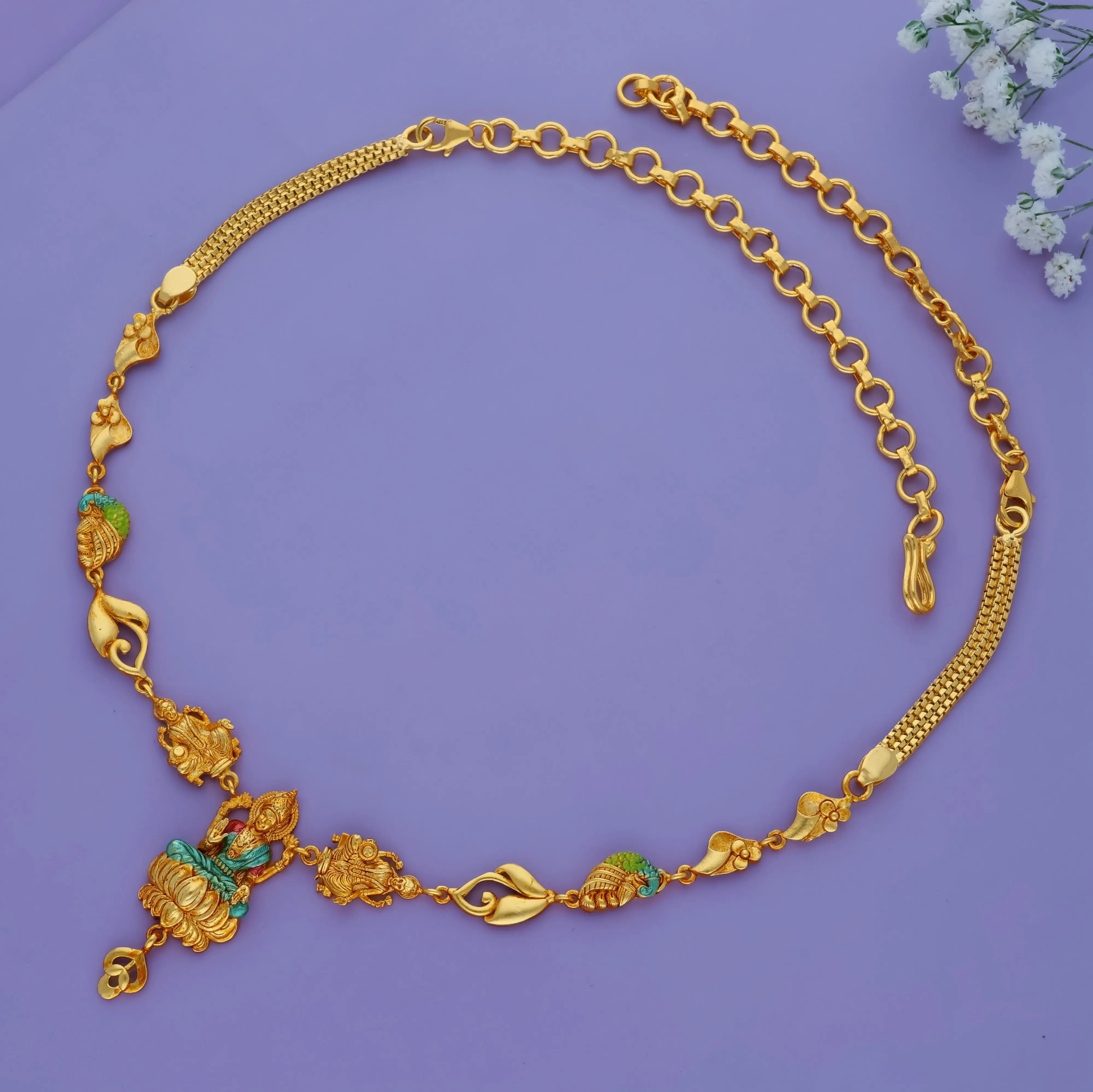 Divine Lakshmi 925 Sterling Silver Temple Necklace