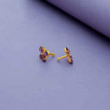925 Silver Gold Polish Purple Butterfly Stud Earrings