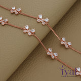 Shimmering Stone Butterfly Rose Gold Polish Silver Anklet