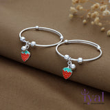 Strawberry Charm Silver Kada for Kids