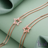 Single Star Double Layer Rose Gold Polish Silver Anklet
