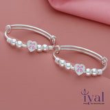 Bow Heart Silver Bangle for Kids(Pair)