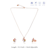 Magical Unicorn Charm Rose Gold Polish 925 Silver Kids Pendant With Studs(3+ Years)